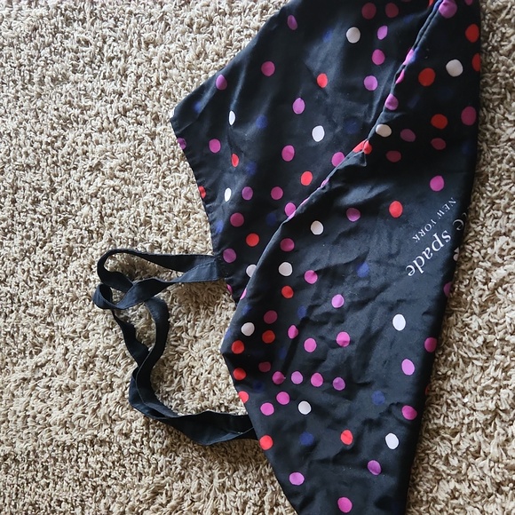 Kate Spade black with multi-colored polka dots large fabric shopping tote bag - Picture 7 of 9